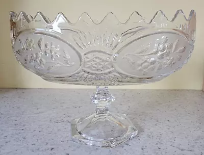 Buy Vintage Zajecar Yugoslavia 24% Lead Cut Crystal Pedestal Oval Bowl Compote Large • 12£