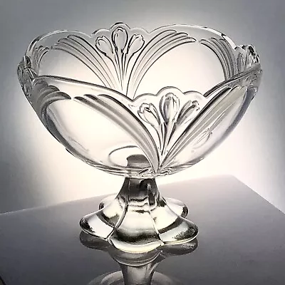 Buy Antique Art Nouveau Boheimian Czech Crystal Glass Round Pedestal Bowl B16 • 35.99£