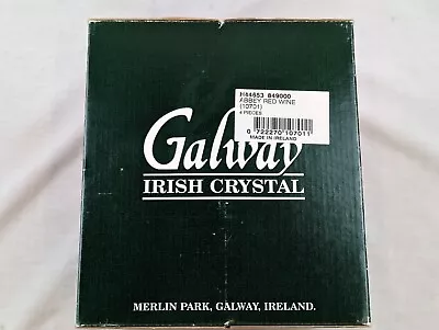 Buy NEW In Box Galway Irish Crystal Abbey Red Wine Set Of 4 Glasses #H44653 Signed • 27.91£