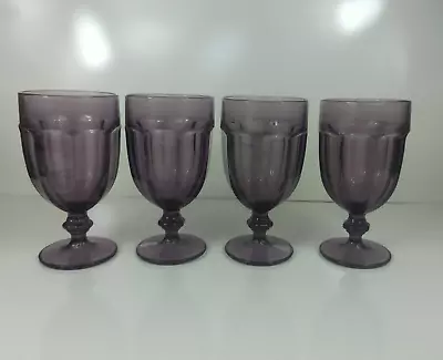 Buy Libbey Gilbealter Dura Tuff Amethyst Iced Tea Goblet Glass Set Of 4 Vtg Purple • 32.57£