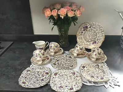 Buy Ashley Fine Bone China 22KT Gold Tea Set • 19.99£