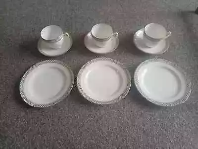 Buy 3 X Royal Stafford Bone China Tea Cup & Saucer + Side Plate Trios With Gold Gilt • 7.50£
