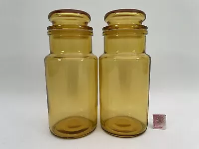 Buy Vintage Amber Glass Storage Jars X 2, Kitchen/Crafting Jars Retro • 15.99£