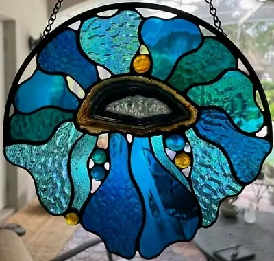 Buy SEA ANEMONE Blue & TURQUOISE Stained Glass Suncatcher Handmade In QLD, Australia • 103.22£