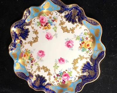 Buy Aynsley Hand Painted Blue Gold Cabinet Plate 9 1/4  19C • 70.02£