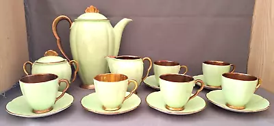 Buy A CARLTON WARE LIME GREEN DECO COFFEE SET FOR 6 C1940's SHAPE 1582 • 40£