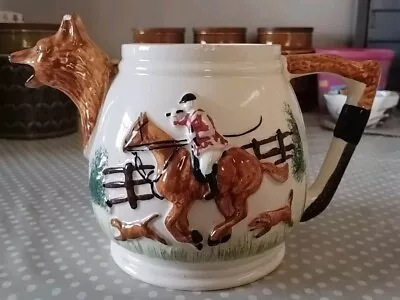 Buy VINTAGE POTTERY FOX HUNT TEAPOT, Made In England, No Lid, Could Be Planter • 15£