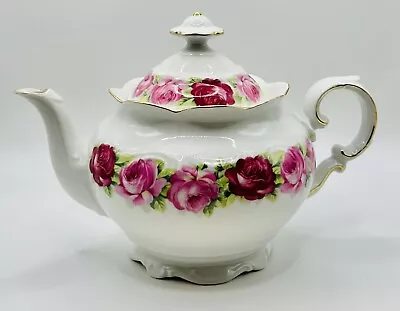 Buy Vintage Schumann Germany Pink Roses Old English Style Footed Teapot Tea Pot • 107.16£