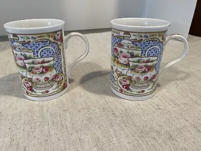 Buy CROWN TRENT England Bone China ENGLISH BREAKFAST Floral Teapot Set Of 2 TEA MUGS • 20.50£