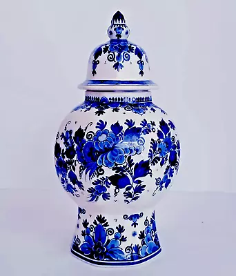 Buy Delft Blue & White Lidded Vase Ginger Jar Hand-painted Excellent • 136.29£