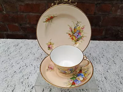 Buy Antique Royal Worcester Hand Painted Floral C.1882 Trio Set#3 • 25£