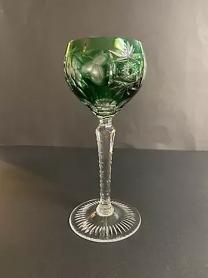 Buy Ajka Marsala Crystal Small Wine Glass Cut To Clear Handmade Lovely Dark Green • 51.25£
