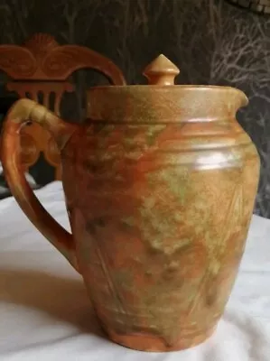 Buy Vintage Arthur Wood Jug With Lid. Soft Orange And Green. • 5£