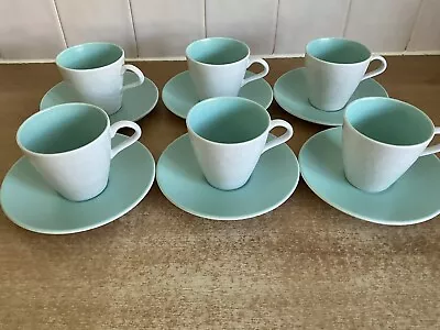 Buy Poole Twintone Pottery - Ice Green & Seagull C57 - 6 X Cups & Saucers • 18£