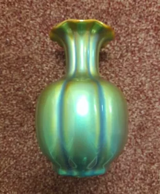 Buy Zsolnay Iridescent Porcelain Vase Hungary Green Mid Century Art Deco • 95£
