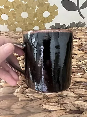 Buy Vintage Studio Mug Art Pottery Tenmoku Glaze Dark Brown Hand Thrown Mug Coffee • 10£