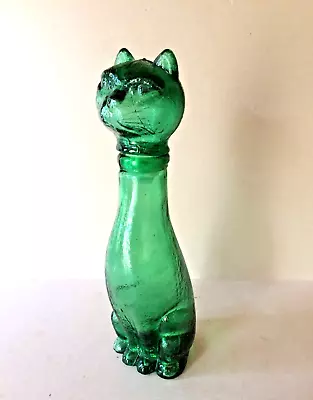 Buy VINTAGE 1960’s GREEN GLASS CAT SHAPED BOTTLE DECANTER CARAFE - 9 Inches HIGH • 16£