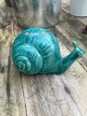 Buy Anglia Studio Pottery Snail In Turquoise Blue Green AP 200 England 11 X 5.75 Cm • 14.99£
