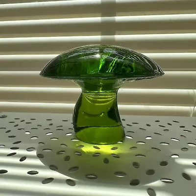 Buy Vintage Viking Glass Green Mushroom Paperweight 2.25 In. Tall X 3 In. W • 69.89£