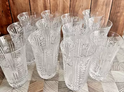 Buy 12 Water Glasses Kristaluxus Mexico Cut And Pressed 24% Lead Crystal • 260.94£