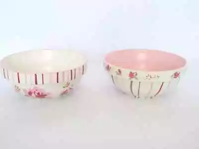 Buy 2 Marks & Spencer Stoneware Floral Pudding Basin Dessert Bowls Hand-painted • 12£