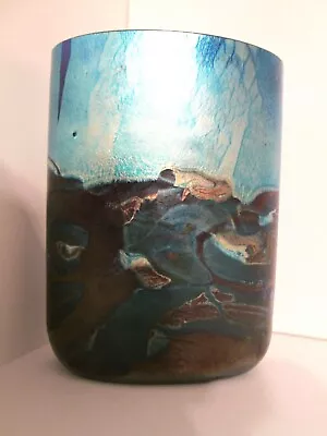 Buy MICHAEL HARRIS  'NIGHTSCAPE'  Oval Vase Isle Of Wight British  Studio/Art Glass. • 115£