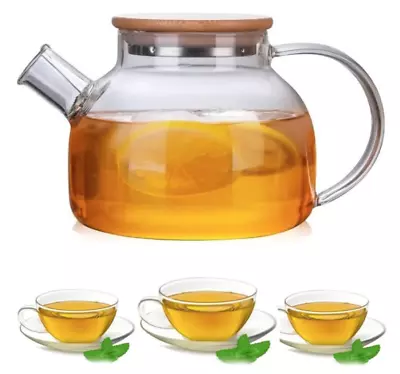 Buy Glass Teapot,1000 Ml Tea Pot, Glass Teapot With Infuser, Borosilicate Teapot • 11.99£