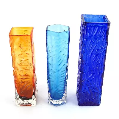 Buy Vintage Retro 1960’s Tajima Art Glass Vase Rippled Textured Teal Blue Orange • 34.95£