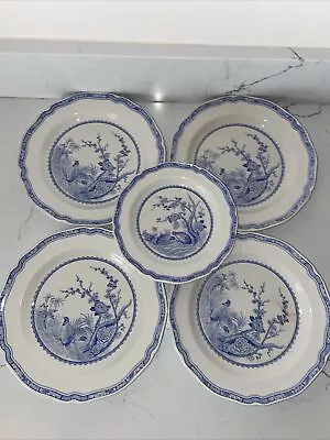 Buy Very Nice FURNIVALS  Blue Quail 4 Salad &1 Side Blue (Round Quail Backstamp) • 13.99£