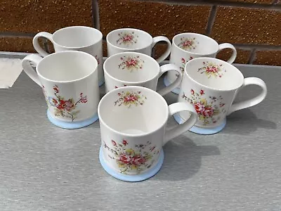 Buy 7 X Cath Kidston Queen's Bone China Floral Rose Cup Mugs 8cm H Coffee Cups • 50£