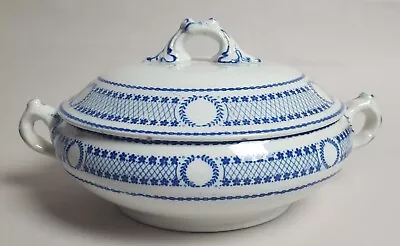 Buy Antique George Jones Aberdeen Flow Blue Pottery Tureen WITH FREE VINTAGE GIFT • 30£