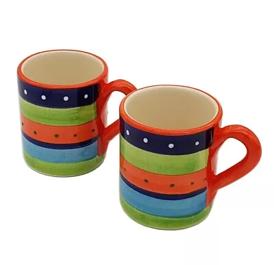 Buy Spanish Coffee Or Tea Mugs In Set Of Two 9 Cm X 8 Cm Spanish Handmade Pottery • 19.99£