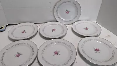 Buy Vintage Royal Swirl Fine China  Bread Plates W/Rose Floral Pattern Set Of 9 • 23.29£