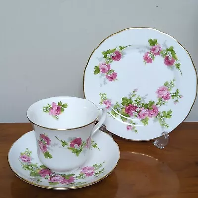 Buy Vintage English Bone China Trio Royal Osborne Rose Chintz Tea Cup Saucer + Plate • 9.95£