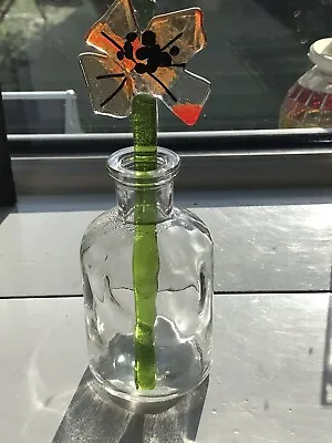 Buy Fused Glass Poppy Garden Flower Stake. Handmade • 14.50£