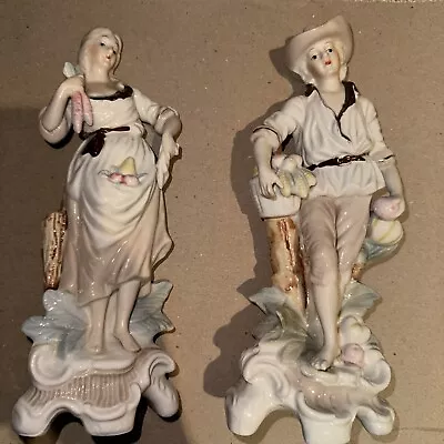 Buy Porcelain Hand Painted Victorian Man & Lady Couple Figurines. ‘P Crown’ Pottery • 4.99£