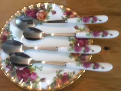 Buy These Compliment  Royal Albert Old Country Roses 4  Tea Spoons UK • 8.99£