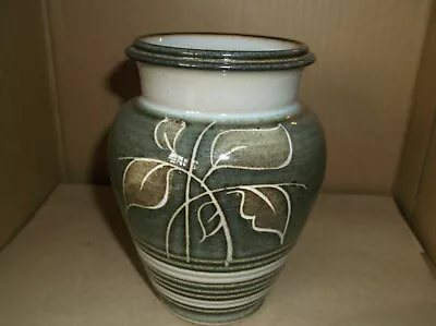 Buy Bourne Denby Incised Fresco Ribbed Stoneware Vase 5.5  Green • 7£