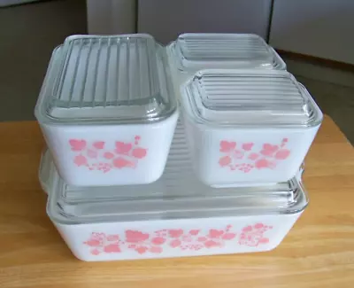 Buy Vintage Pyrex Pink Gooseberry Refrigerator Dish Set 501, 502, 503 • 228.32£