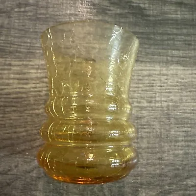 Buy CRACKLE GLASS  MINIATURE YELLOW AMBER GOLD SHOT GLASS Glasses 4 Glass Lot • 18.64£