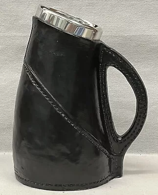 Buy Antique Doulton Lambeth Simulated Leather Blackjack Silver Rim Jug C1920 • 68£