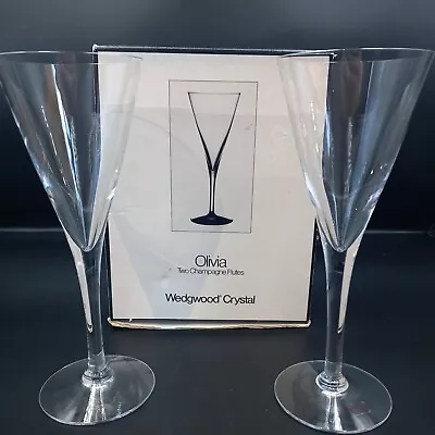Buy 2x Wedgwood Frank Thrower FJT24 Olivia Champagne Trumpet Flutes Glasses 20cm • 14£