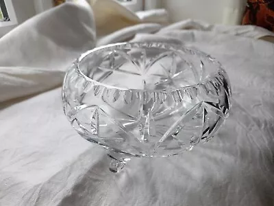 Buy Cut Glass Vintage Bowl On Scrolled Feet • 5£