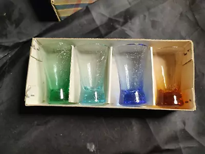 Buy Brinn's China & Glassware Shot Glasses VTG 4 Crackle Glass Taiwan Original Box • 16.77£