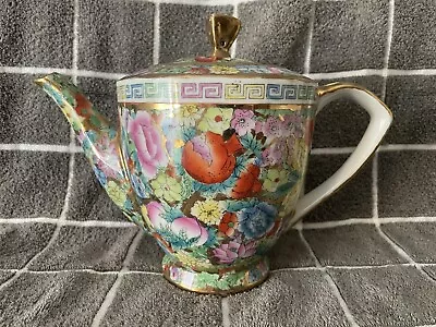Buy Vtg Chinese Porcelain Teapot Floral Gold Hand Painted Teapot Made In China 7” • 46.59£