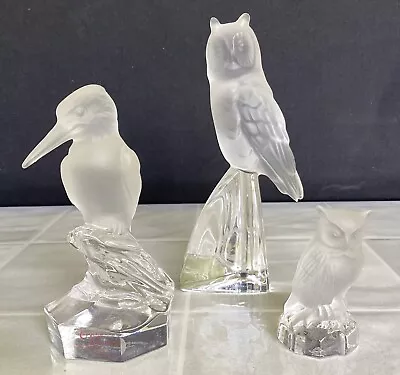 Buy 3 Nachtmann Crystal Glass Bird Ornaments, 2 Owls And A Kingfisher, Tallest 12cm  • 22£