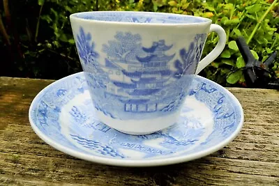 Buy X Antique Job Meigh ? Cup Saucer Chinoiserie Willow Semi China Georgian C1820 • 8.99£