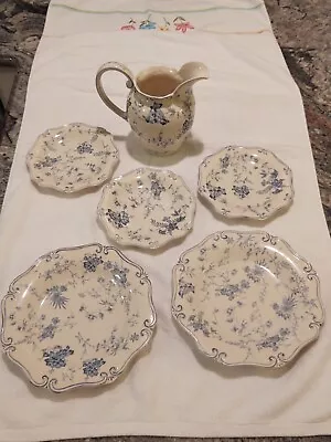 Buy Coastline Imports Blue Toile Collection  Pitcher/Dinner Plates/Dessert Plates • 25.16£