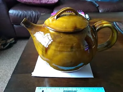 Buy DAN HIDES  Pottery, Newlyn. Mustard Glaze Teapot Earthenware. 16cm Tall, 1.35Ltr • 28.80£