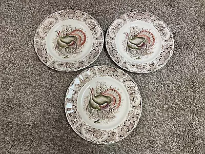Buy Windsor Ware Johnson Bros England Wild Turkeys Hand Engraved (3) Dinner Plates • 74.55£